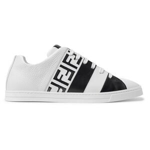 Fendi Mens Black White Leather FF Monogram Logo Low Trainer Sneaker UK 9 US 10